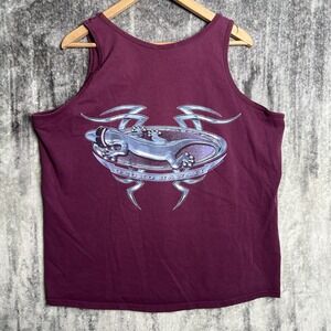 Vintage Gecko Hawaii Shirt Mens XL Burgundy Tank Top Surfer Graphic 90s Tribal